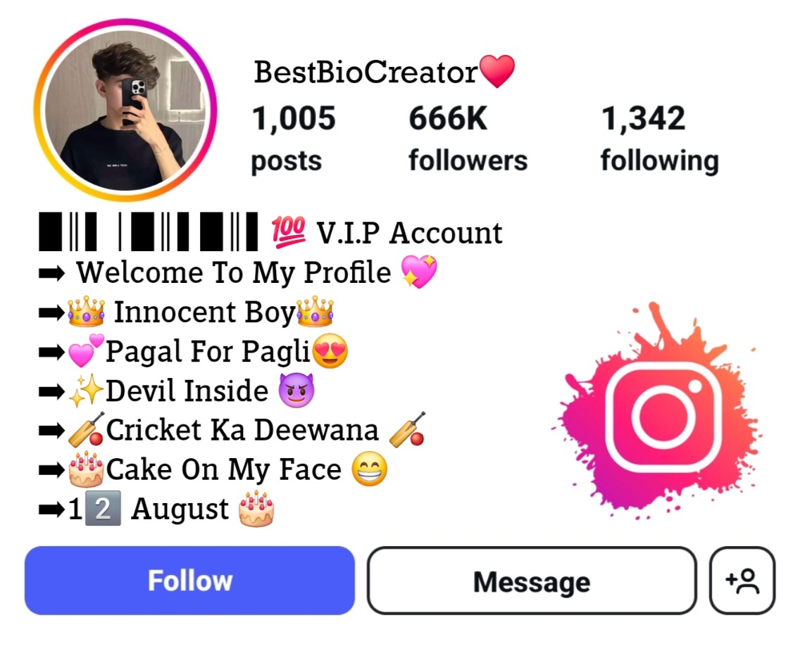 Instagram VIP Bio For Boys