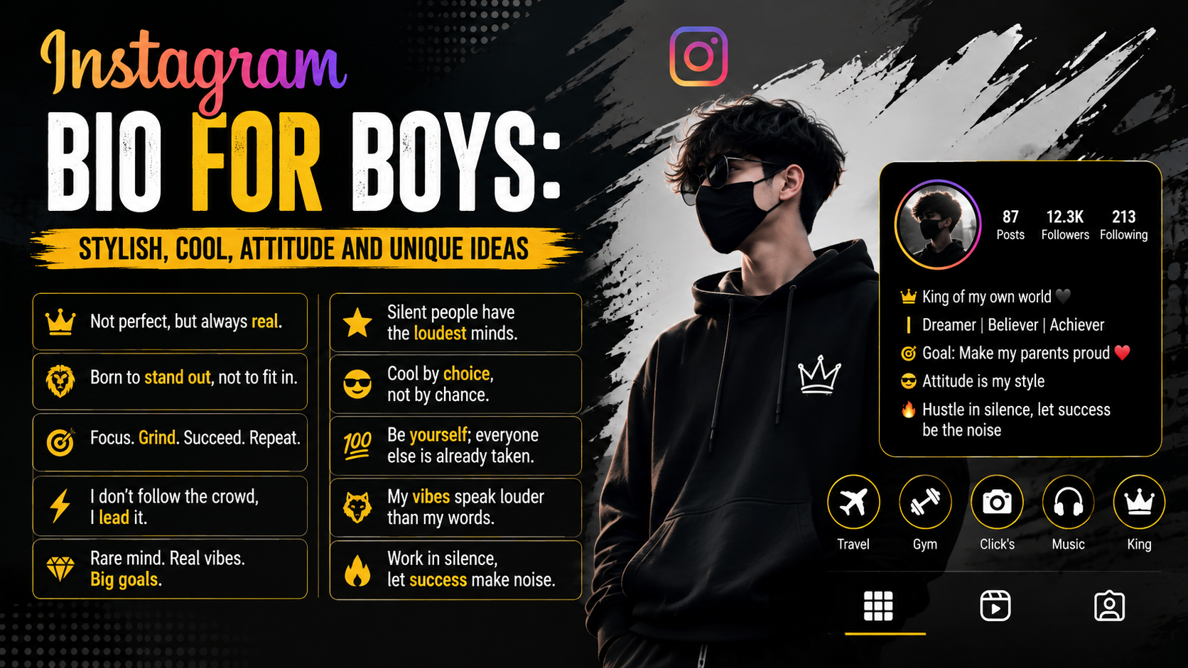 Instagram Bio for Boys: Stylish, Cool, Attitude and Unique Ideas